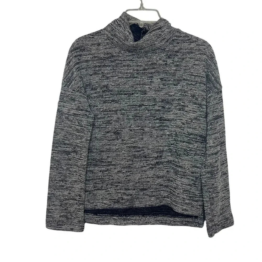 Madewell Marled Mock Neck Sweater XS Blue White Soft Knit Pullover